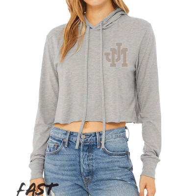 JM - Women’s Triblend Crop Long Sleeve Hoodie Tee Thumbnail